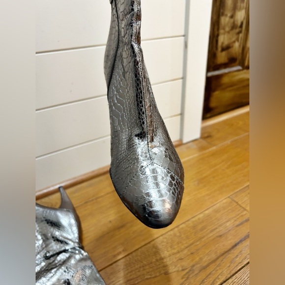 Sam Edelman Silver Snakeskin Heeled Boots - Picture 4 of 16